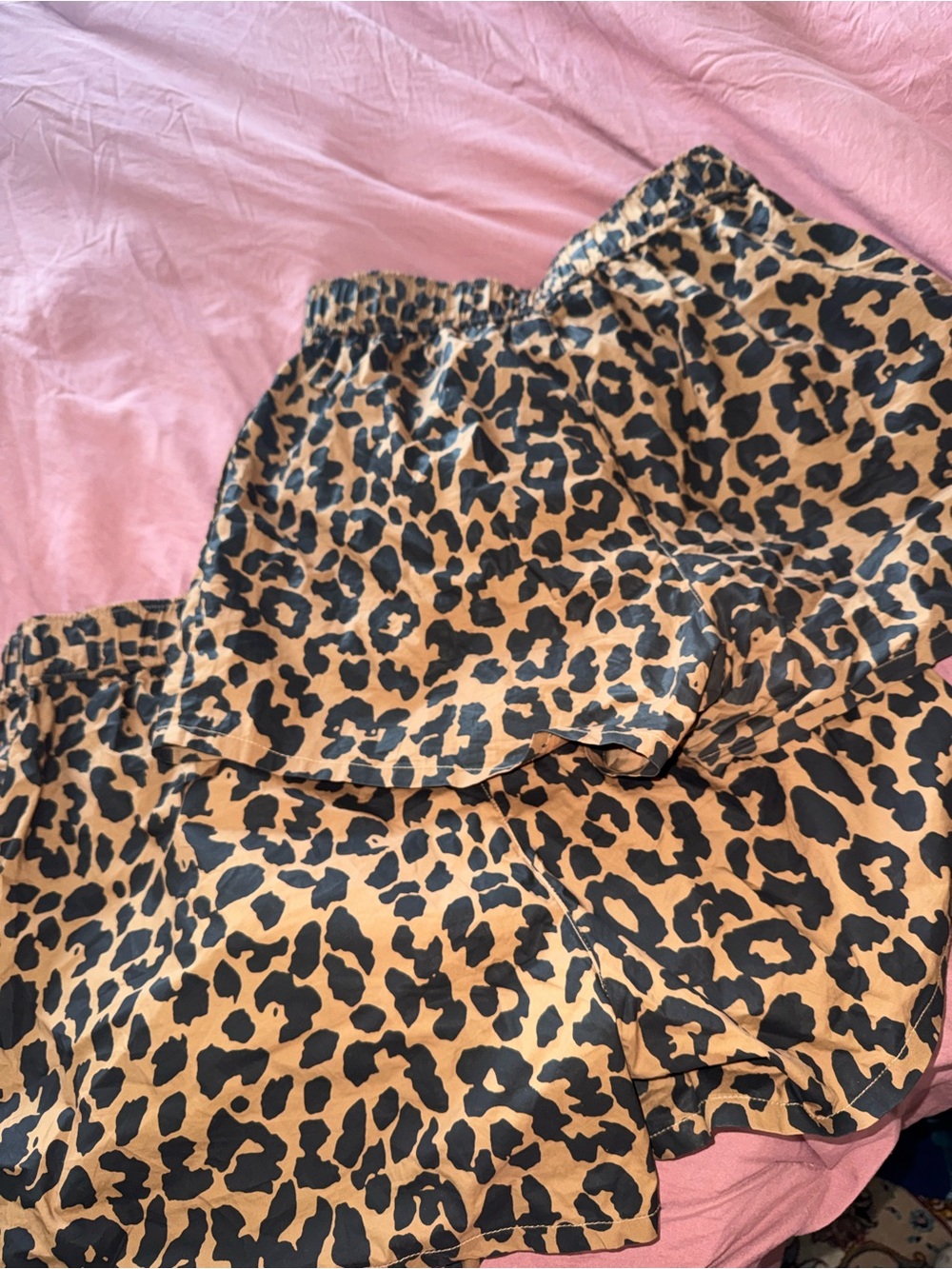 NWOT Dressed in Lala Leopard Print Boxer Shorts w Pockets - Black & Tan - Picture 3 of 3